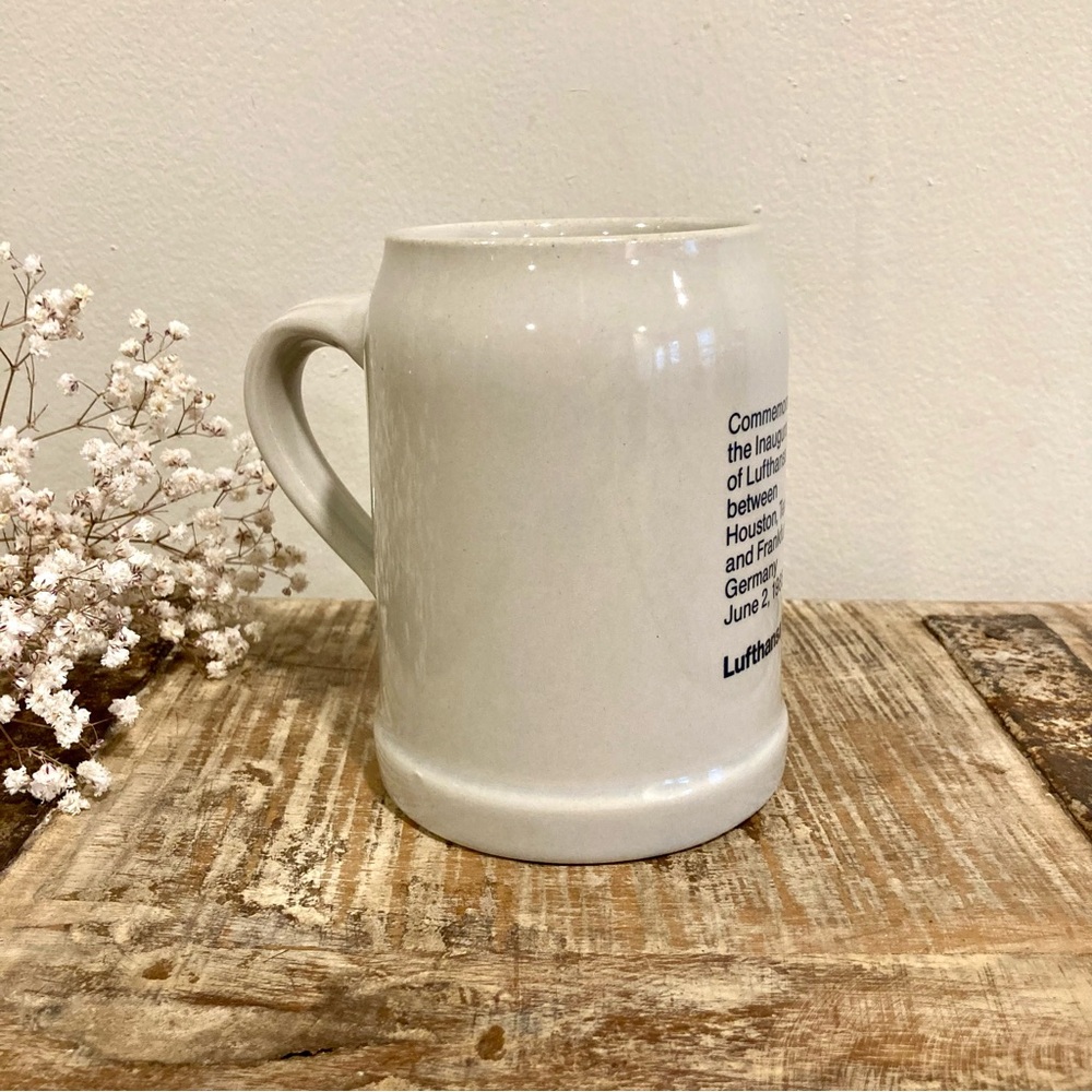 Vintage Lufthansa Stoneware Commemorative Beer Stein Houston - Frankfort 1985